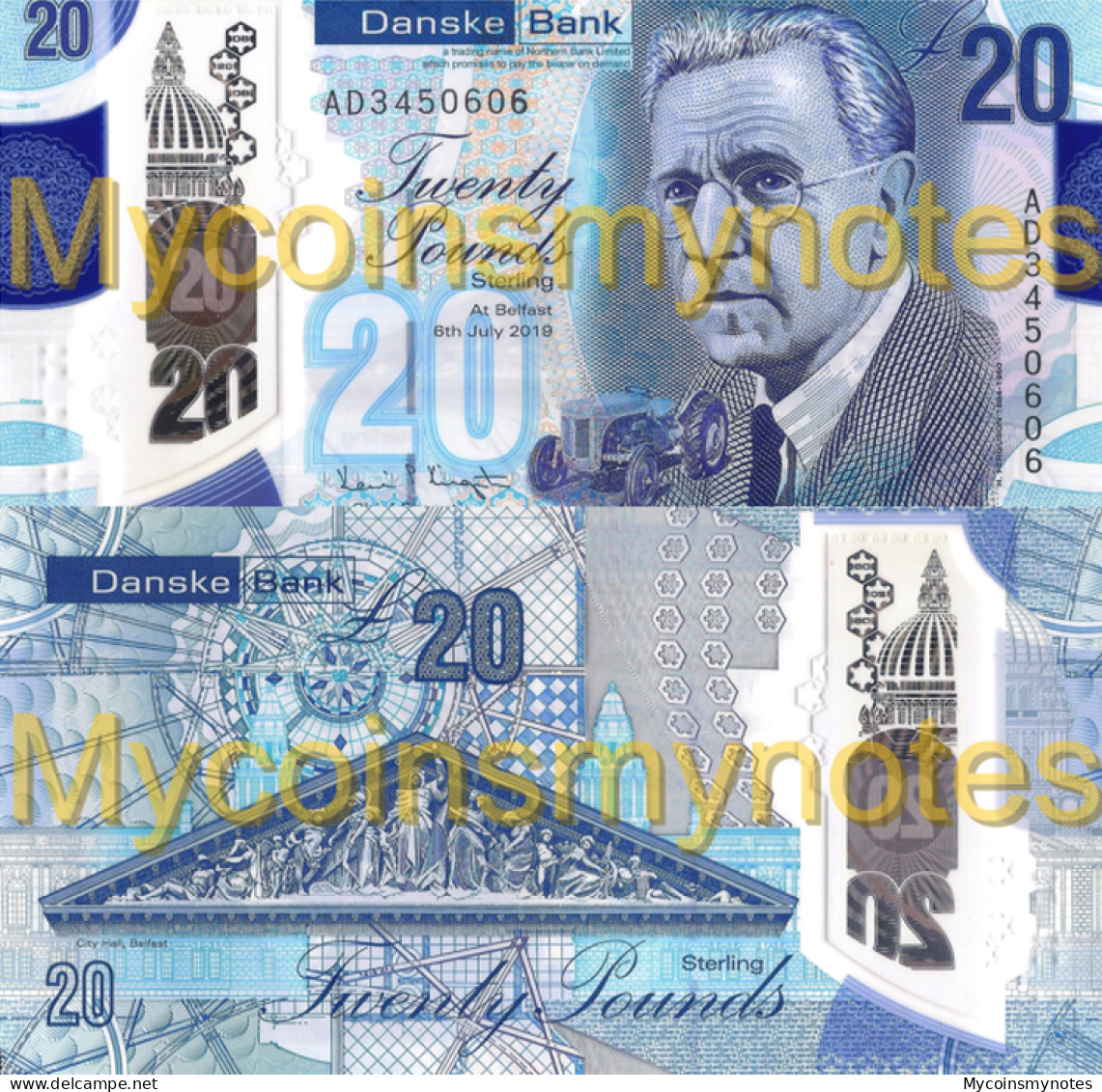 NORTHERN IRELAND, £20, 2019, DANSKE BANK, P-NEW, POLYMER, UNC - 20 Pounds