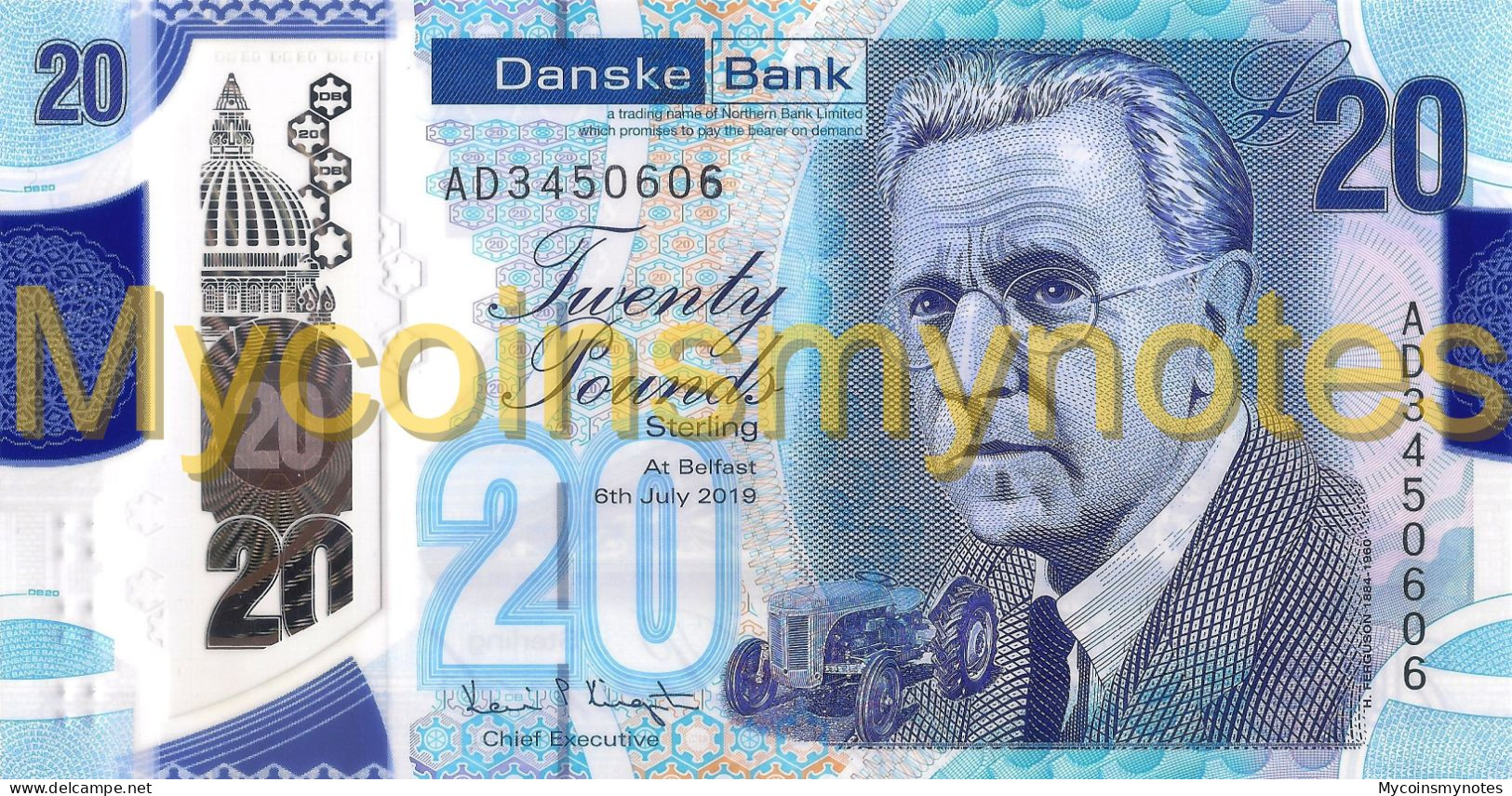 NORTHERN IRELAND, £20, 2019, DANSKE BANK, P-NEW, POLYMER, UNC - 20 Pounds