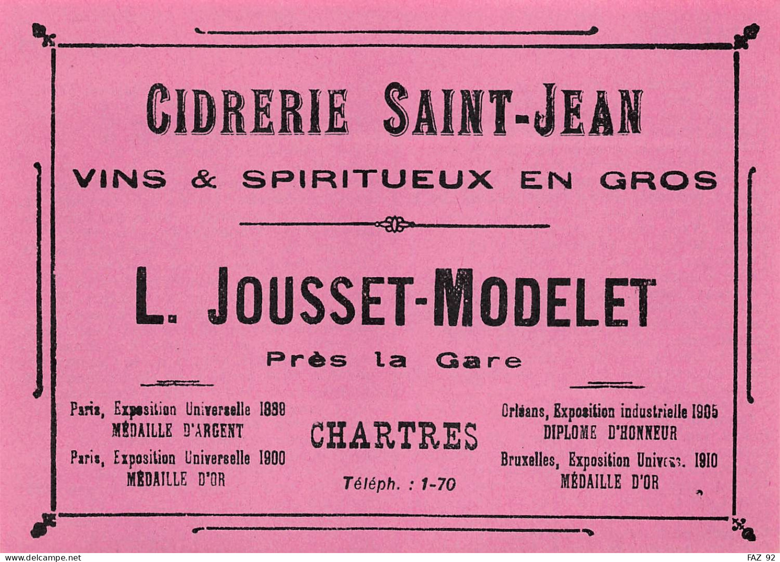 Chartres - Près De La Gare - Cidrerie Saint-Jean - L. Jousset-Modelet - Publicités