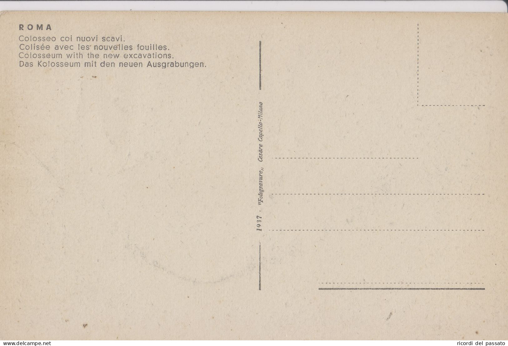 Cartolina Roma - Colosseo Coi Nuovi Scavi - Colisée