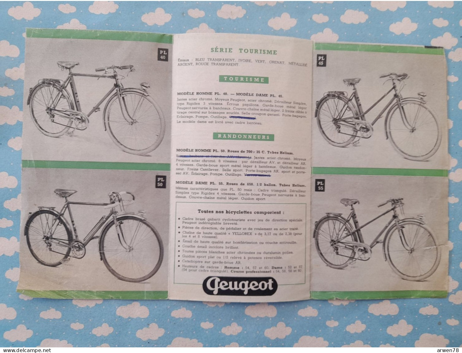 Dépliant Publicité PEUGEOT Bicyclette 1954 - Publicités