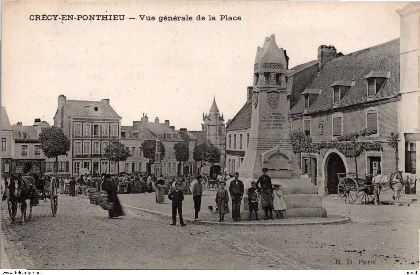 80 Crécy En PONTHIEU - Vue Générale De La Place - Crecy En Ponthieu