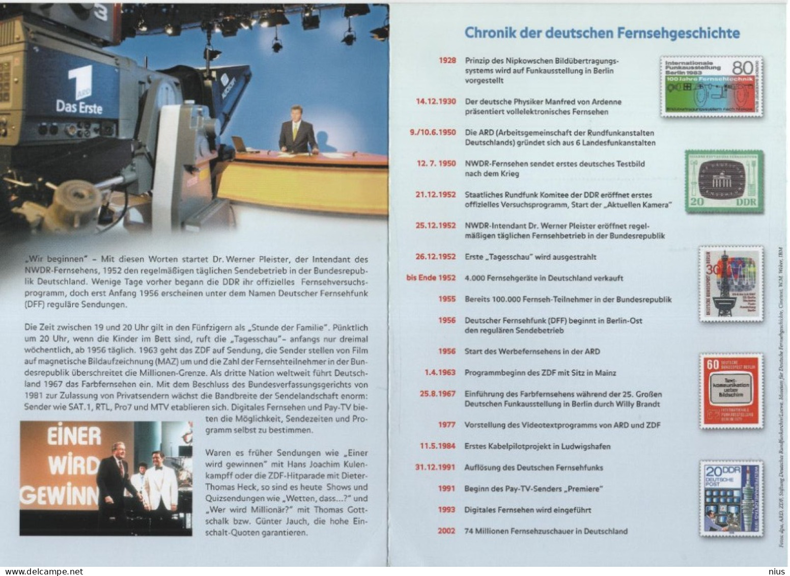 Germany Deutschland 2002 50 Jahre Deutsches Fernsehen, Television TV, Canceled In Berlin - 2001-2010