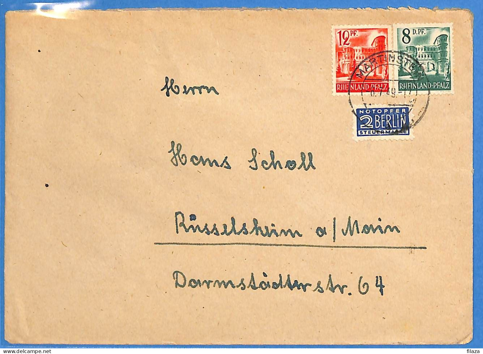 Allemagne Zone Française 1949 - Lettre De Martinstein - G29449 - Autres & Non Classés