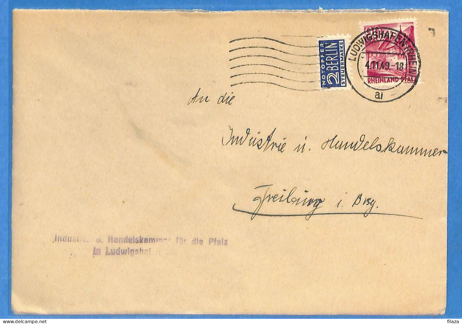 Allemagne Zone Française 1949 - Lettre De Ludwigshafen - G29443 - Sonstige & Ohne Zuordnung