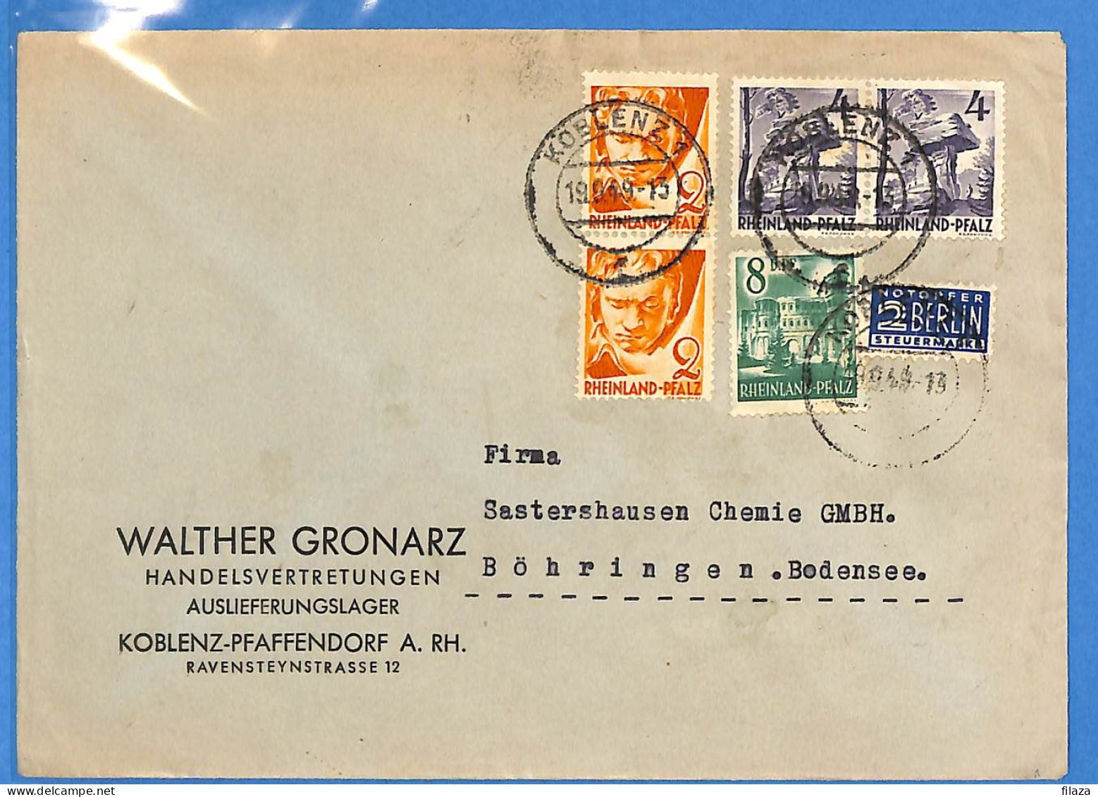 Allemagne Zone Française 1949 - Lettre De Koblenz - G29425 - Autres & Non Classés