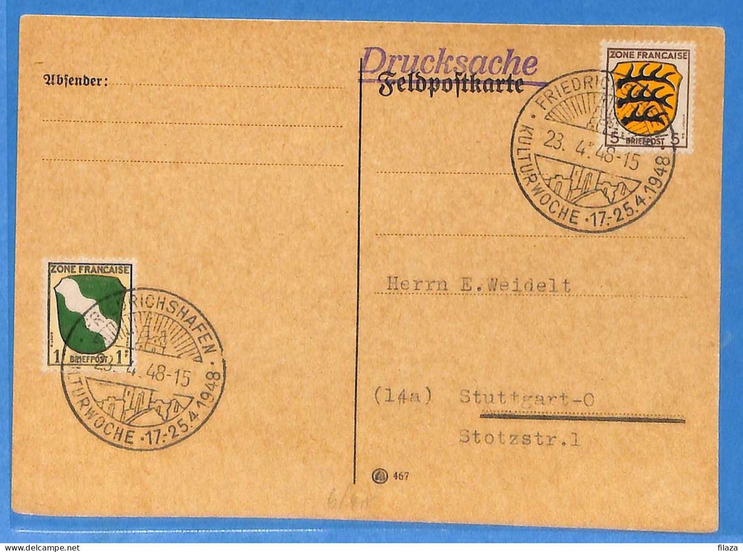 Allemagne Zone Française 1948 - Carte Postale De Freidrichshafen - G29408 - Andere & Zonder Classificatie