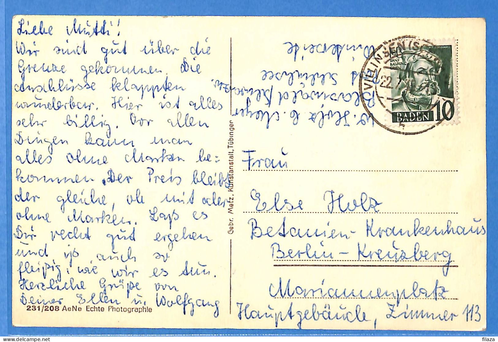 Allemagne Zone Française 1949 - Carte Postale De Villingen - G29398 - Otros & Sin Clasificación