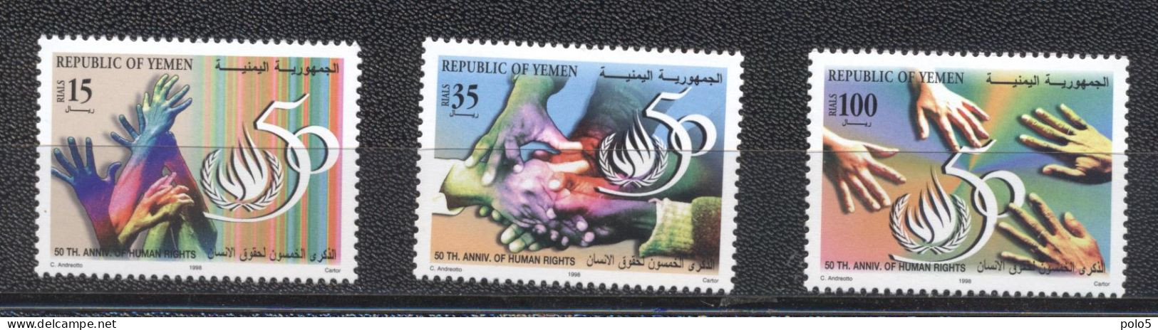 Yemen1998- The 50 Th Anniversary Of Universal Declaration Of Human Rights  Set (3v) - Yemen