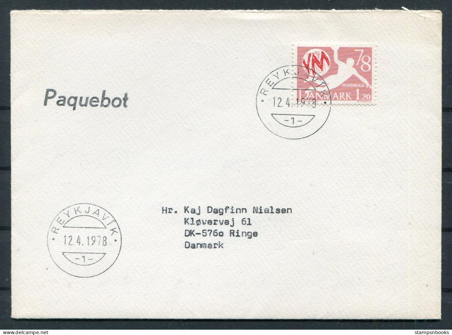 1978 Iceland Reykjavik Denmark Paquebot Ship Cover  - Cartas & Documentos