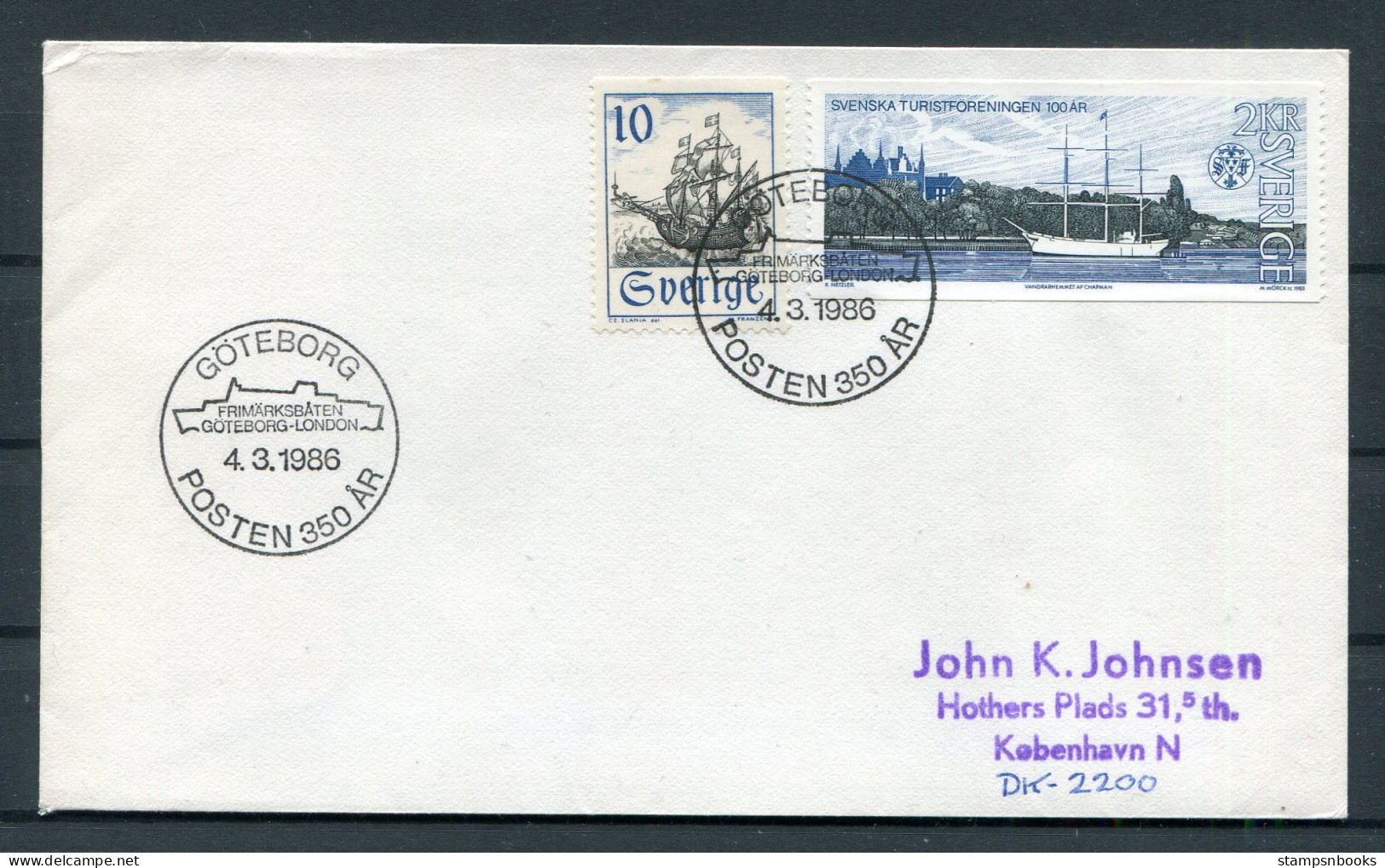 1986 Sweden Goteborg - London "Posten 350 Years" Ship Cover - Storia Postale