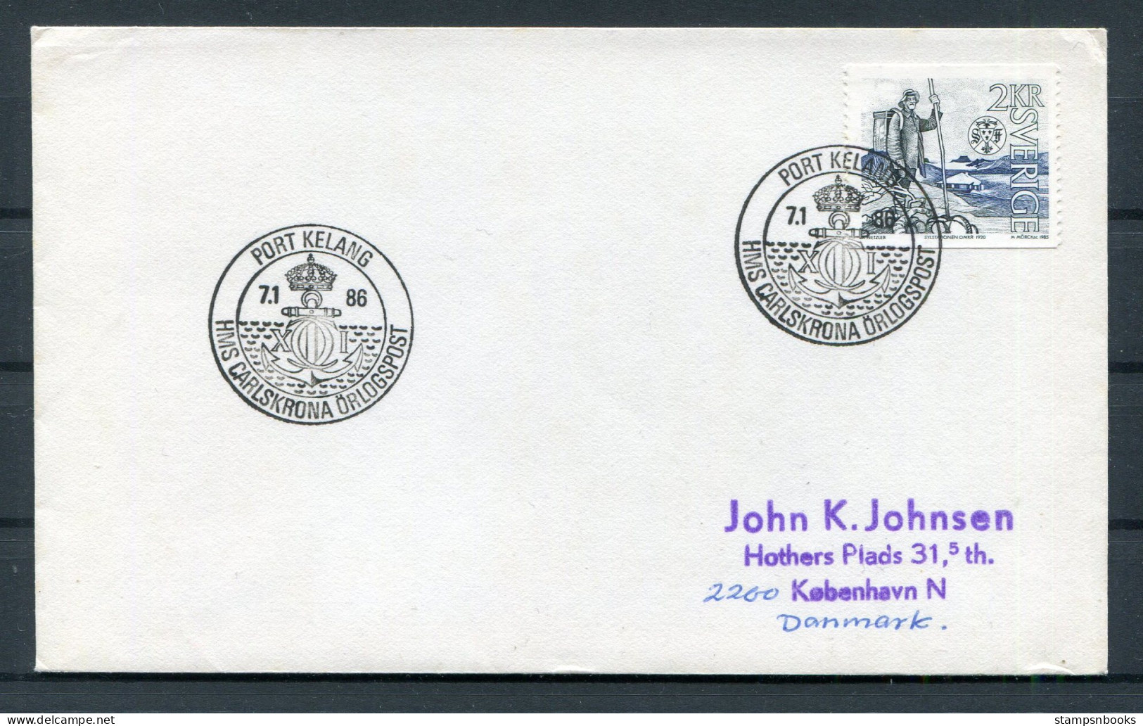 1986 Sweden Port Kelang HMS CARLSKRONA ORLOGSPOST Ship Cover - Briefe U. Dokumente