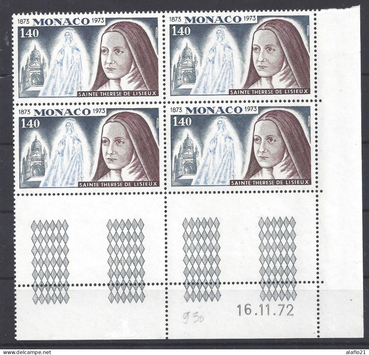 MONACO - N° 930 - STE-THERESE De LISIEUX - Bloc De 4 COIN DATE - NEUF SANS CHARNIERE - 16/11/72 - Unused Stamps