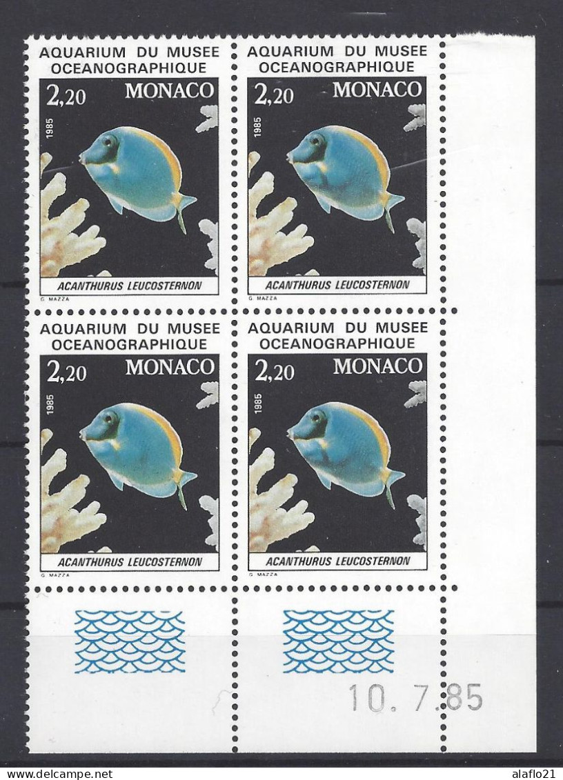 MONACO - N° 1484 - POISSON MUSEE OCEANOGRAPHIQUE - Bloc De 4 COIN DATE - NEUF SANS CHARNIERE - 10/7/85 - Ungebraucht