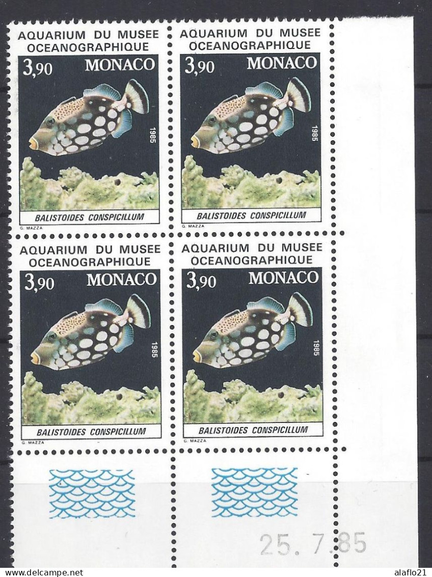 MONACO - N° 1486 - POISSON MUSEE OCEANOGRAPHIQUE - Bloc De 4 COIN DATE - NEUF SANS CHARNIERE - 25/7/85 - Ungebraucht