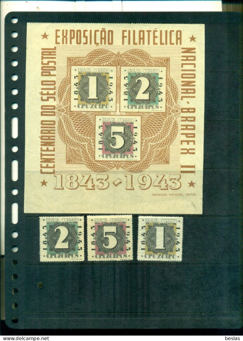 BRESIL100 TIMBRE- BRAPEX II 3 VAL +BF NEUFS A PARTIR DE 20  EUROS - Unused Stamps