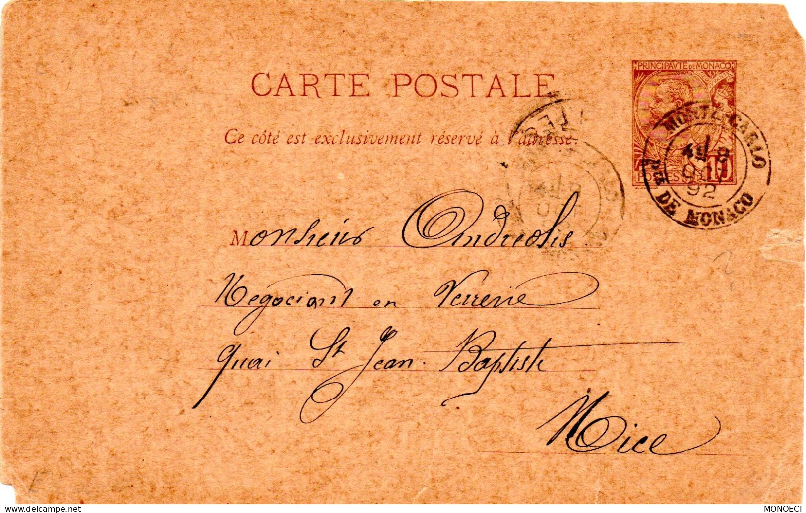 MONACO -- MONTE CARLO -- Lot 57 -- 12 Timbres Neufs ** Et Entier Postal 10 C. Prince Albert 1er - Collections, Lots & Series