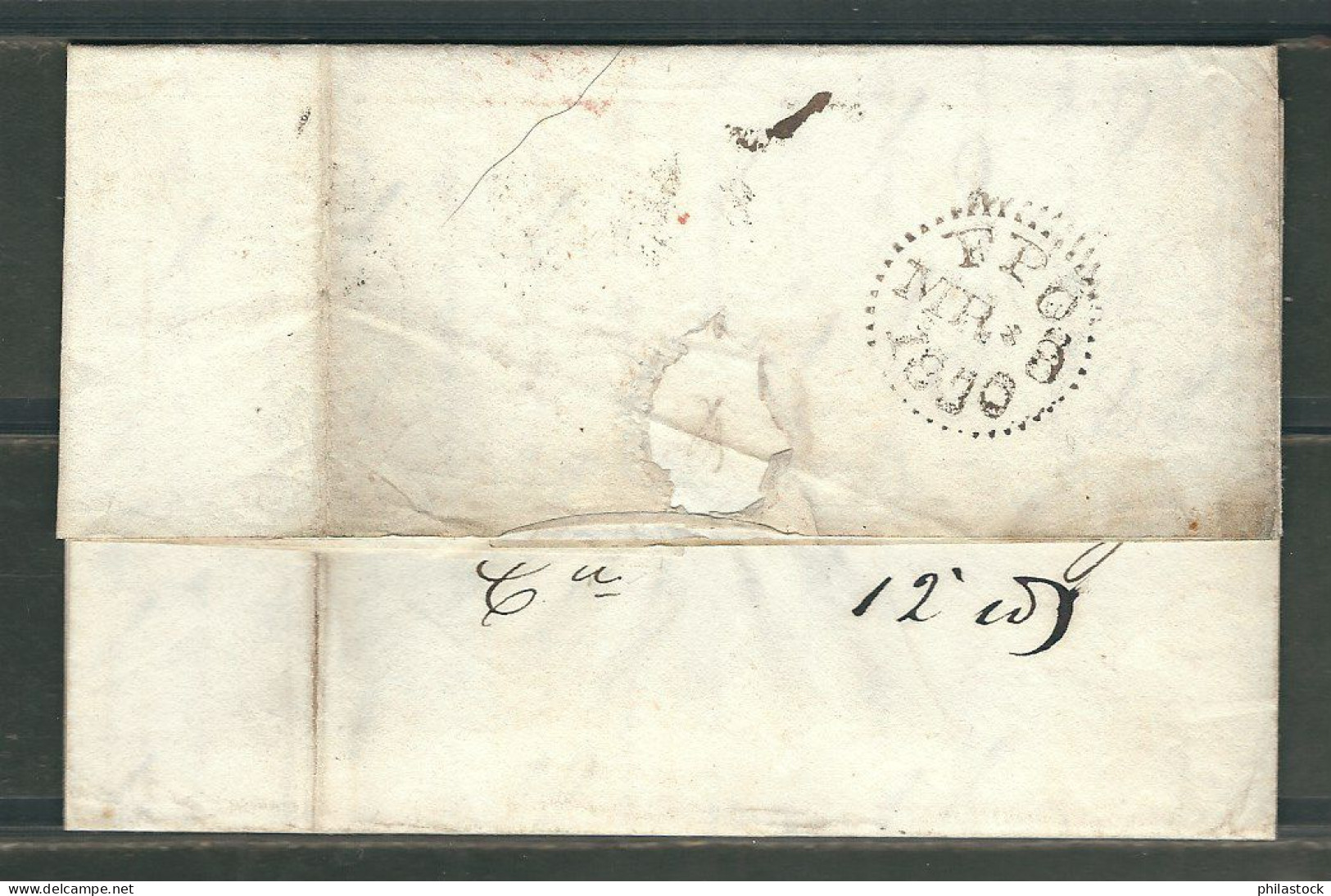 ESPAGNE 1830 Marque Postale  Taxée De Bilbao Pour Londres Cachet D'entrée Espagne Par Saint Jean De Luz - ...-1850 Vorphilatelie