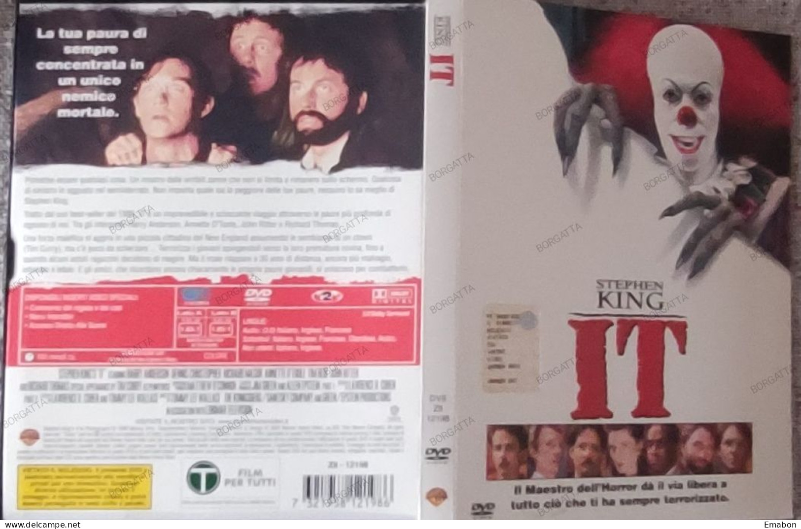 BORGATTA - HORROR - Dvd " IT "- STEPHEN KING - PAL 2 - WARNER 2003 -  USATO In Buono Stato - Horreur