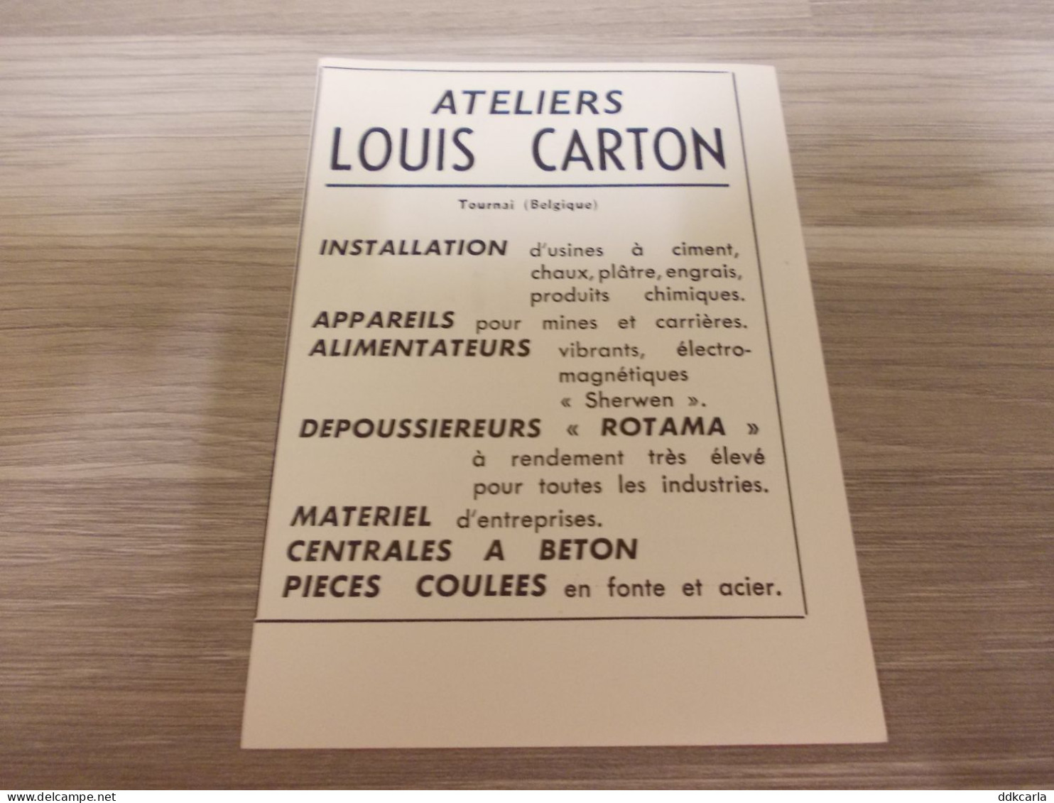 Reclame Advertentie Uit Oud Tijdschrift 1950 -  Ateliers LOUIS CARTON à Tournai - Publicités