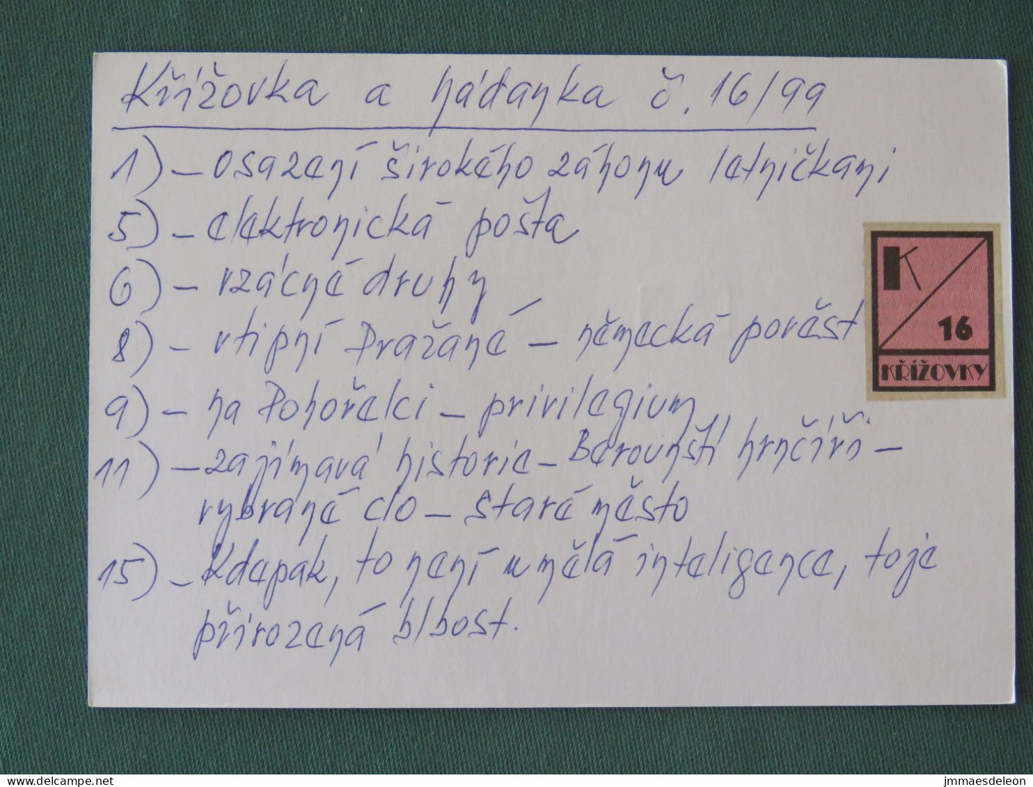 Czech Republic 1999 Stationery Postcard 4 Kcs "Prague 1998" Sent Locally - Lettres & Documents