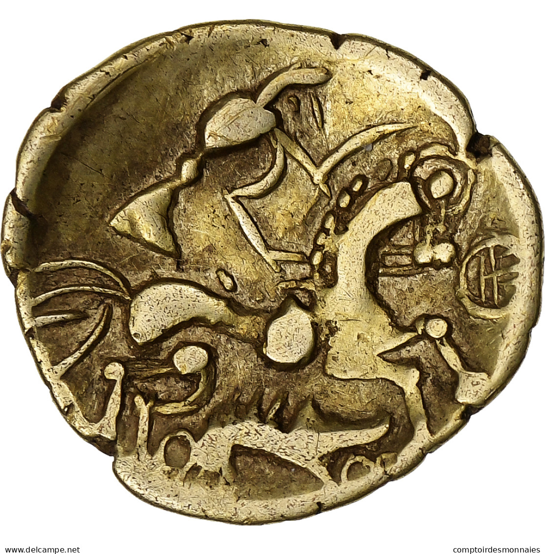 Aulerques Éburovices, 1/4 De Statère Au Sanglier, C. 60-50 BC, Electrum, TTB+ - Gauloises