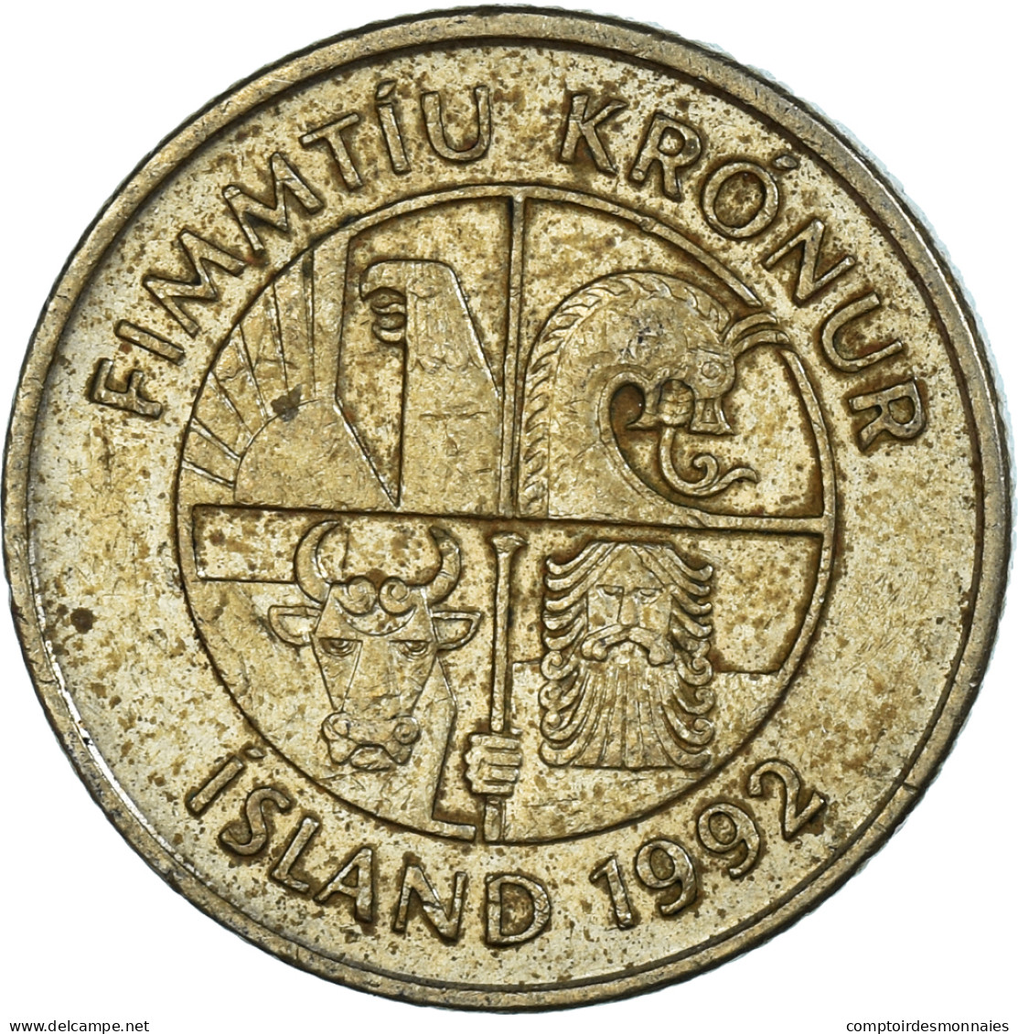 Monnaie, Islande, 50 Kronur, 1992 - Islanda