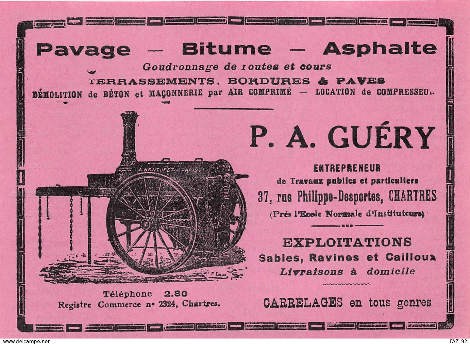 Chartres - Rue Philippe-Desportes - Bitume, Asphalte - P.A. Guéry - Publicités