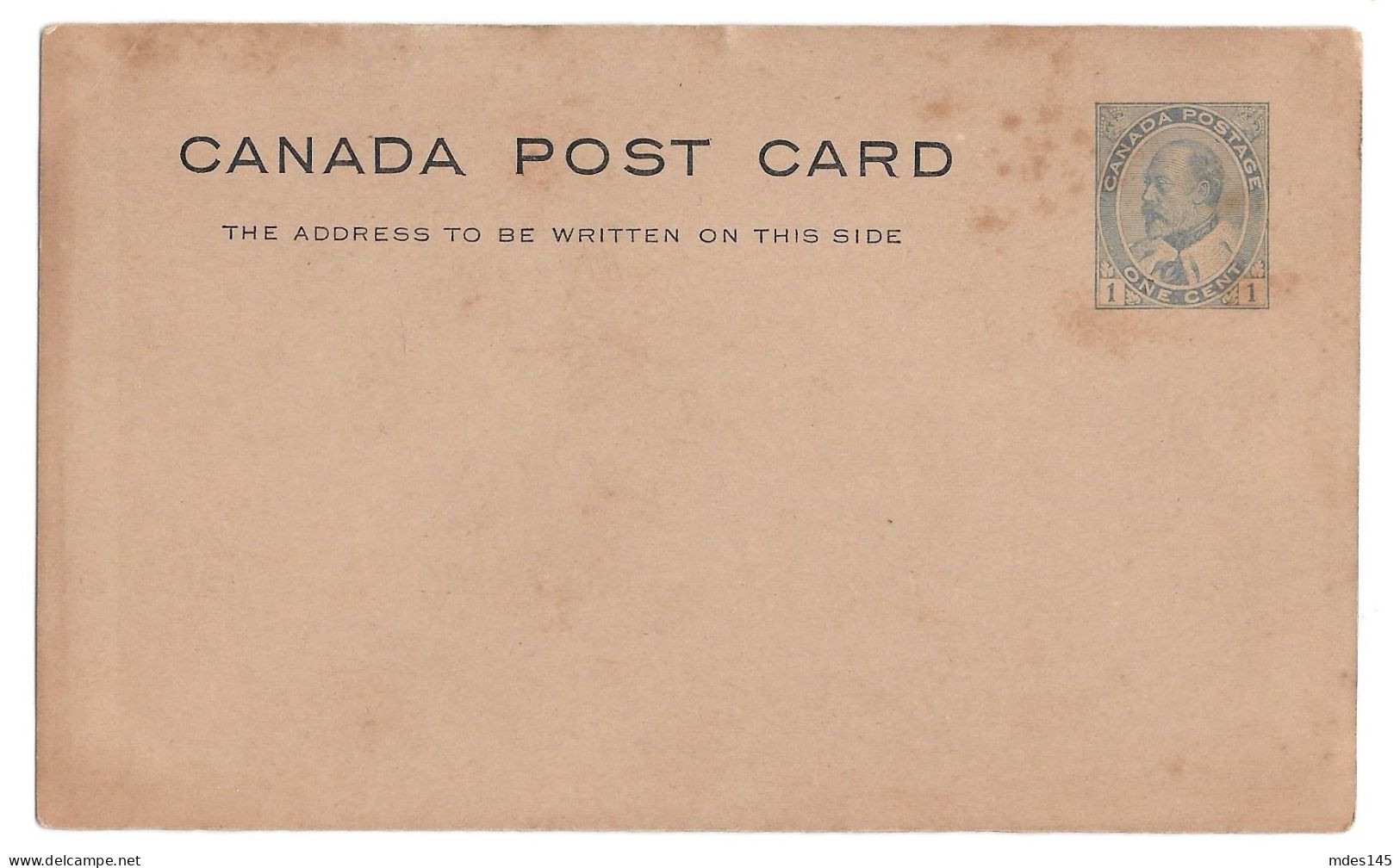 Canada 1903 KEVII Postal Stationery Card Sc UX22 Unused Dark Buff - Cartes Illustrées Officielles