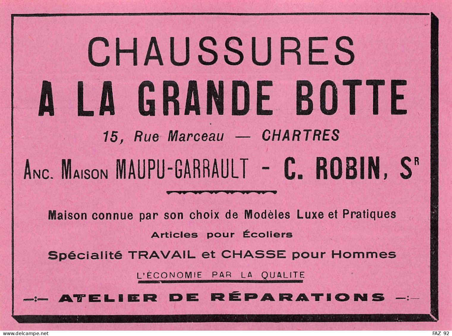 Chartres - Rue Marceau - Chaussures à La Grande Botte - C. Robiin - Publicités