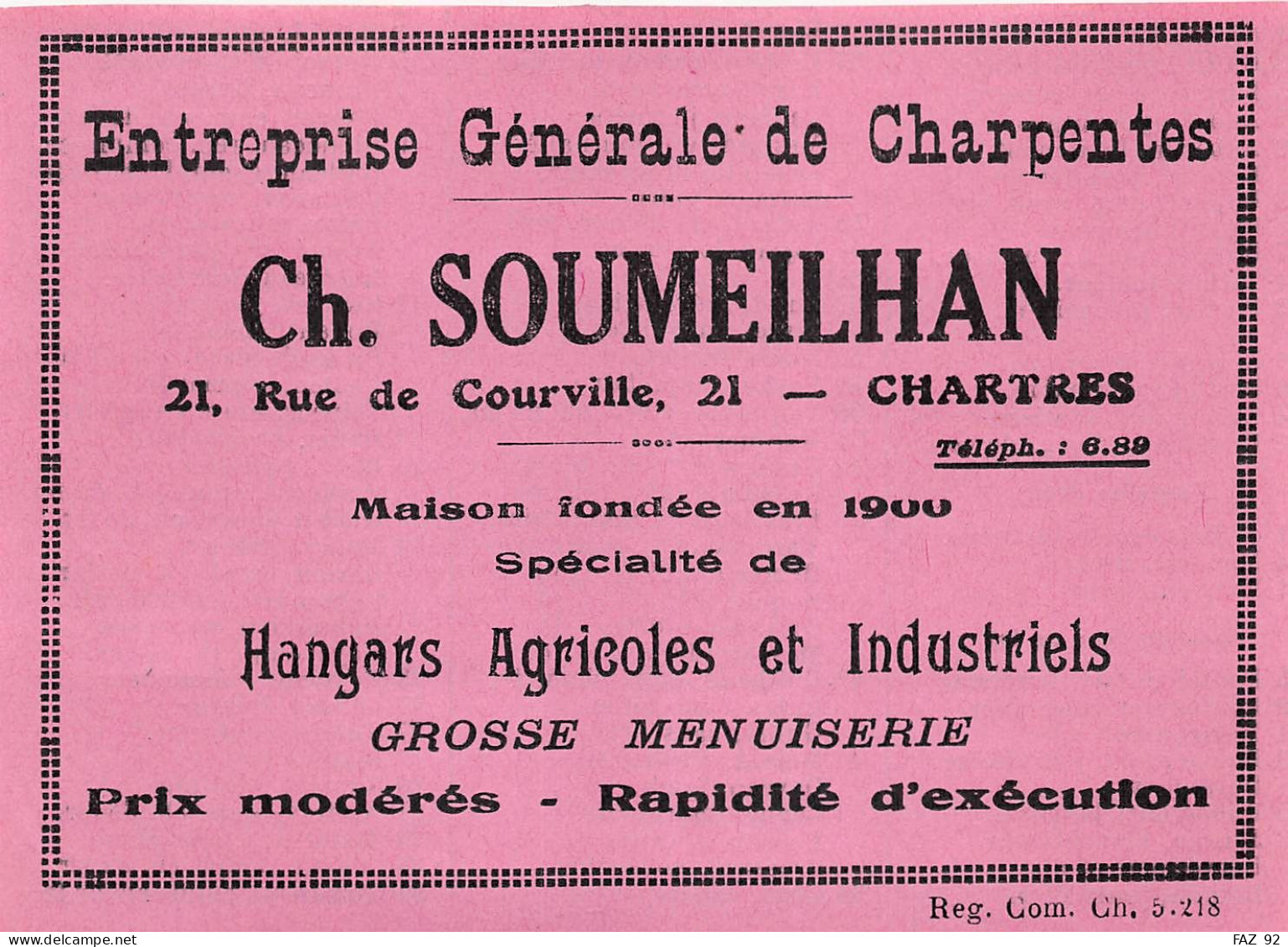 Chartres - Rue De Courville - Charpentes - Ch. Soumeilhan - Publicités