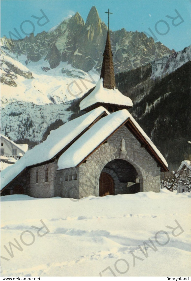 CARTOLINA  B20 CHAMONIX-MONT BLANC,HAUTE SAVOIE,FRANCIA-CHIESETTA DEL PRAZ-PANORAMA SUL DRU E LA VERTE-NON VIAGGIATA - Bonneville