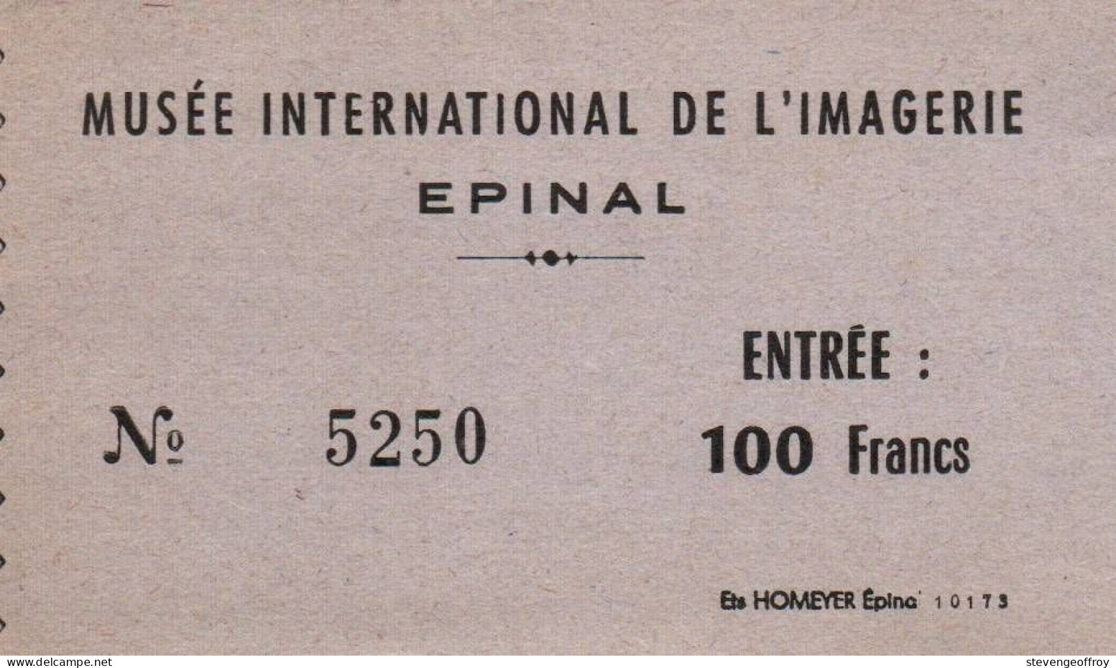 Ticket Musée Internation De L Imagerie Epinal - Biglietti D'ingresso