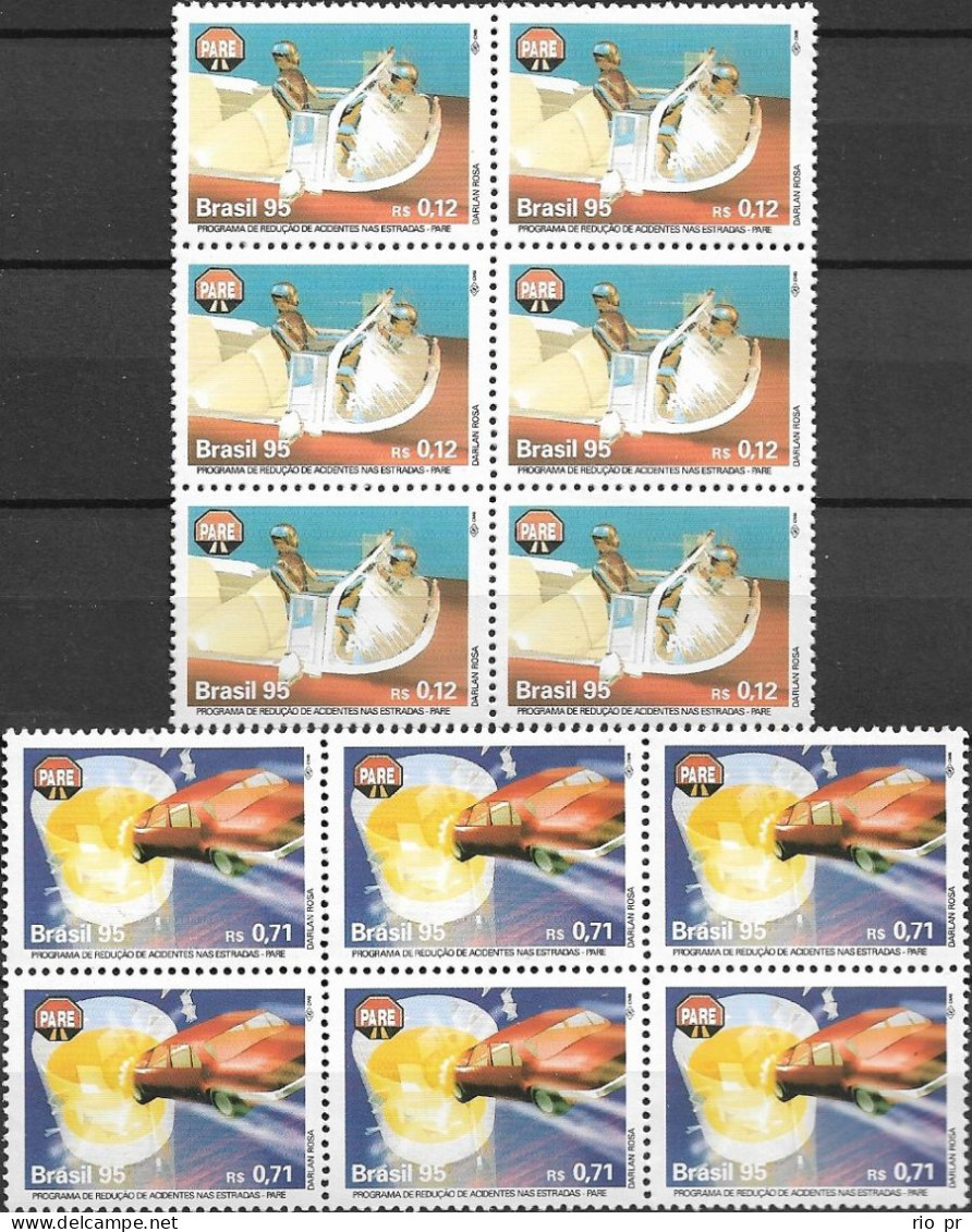 BRAZIL - COMPLETE SET IN BLOCKS OF SIX CAMPAIGN TO REDUCE ACCIDENTS IN ROAD TRAFFIC 1995 - MNH - Ongevallen & Veiligheid Op De Weg