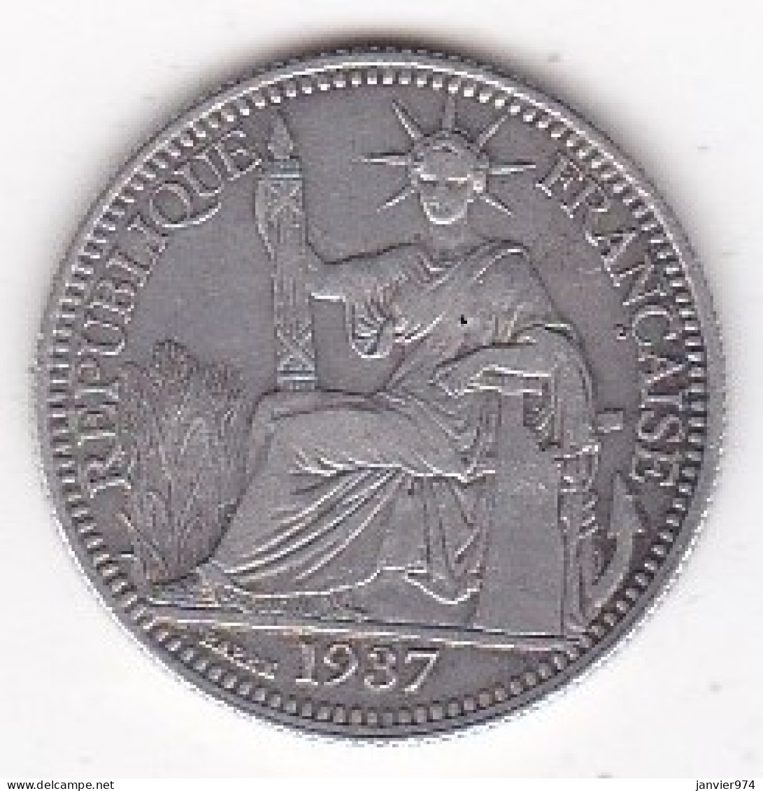 Indochine Française. 10 Cent 1937 . En Argent, Lec# 174 - French Indochina