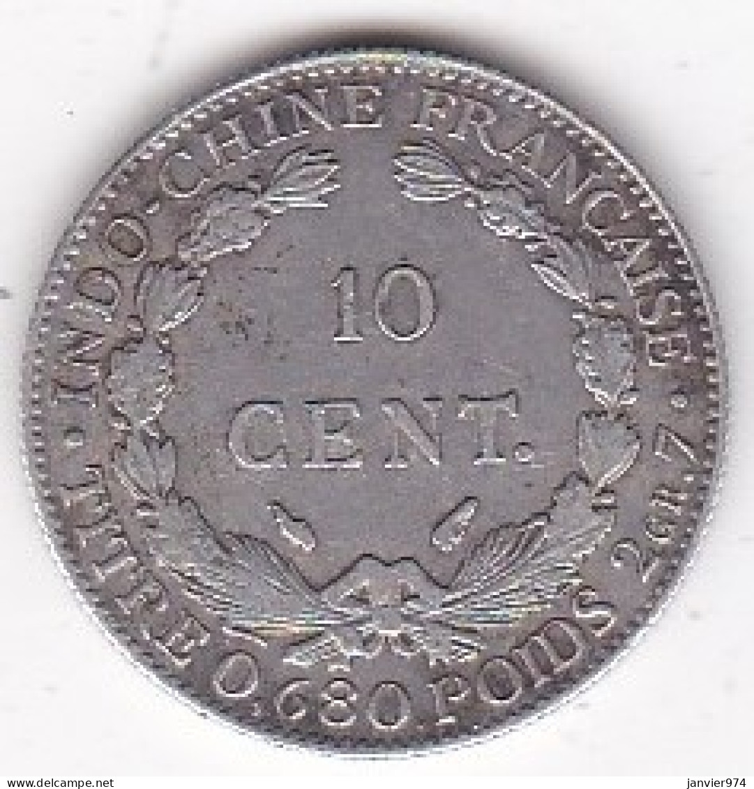 Indochine Française. 10 Cent 1937 . En Argent, Lec# 174 - French Indochina