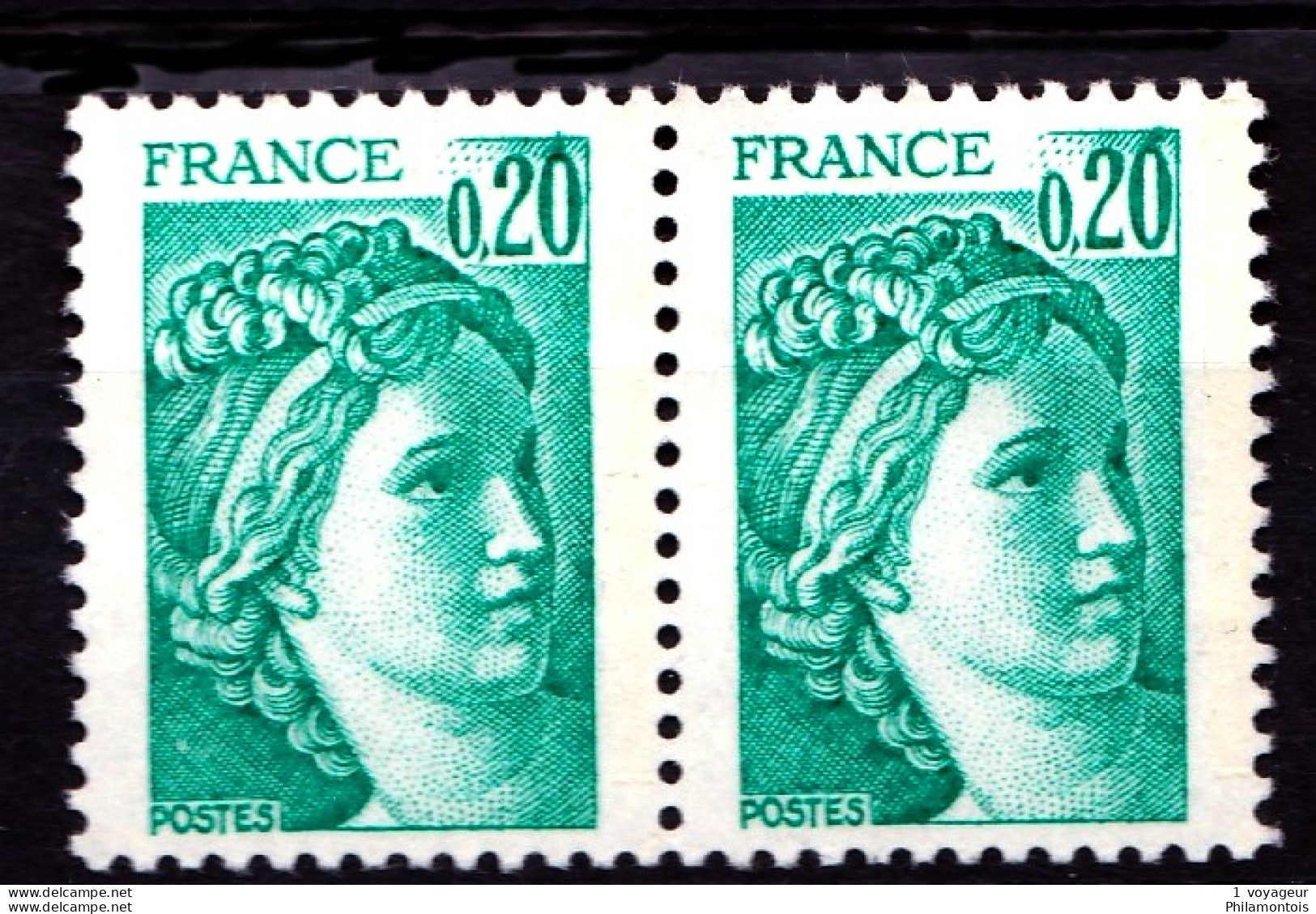 1967 - 20c Sabine - Variété "tache Sur Le 0" - Paire (les 2 Ex. Avec Variété) - Neuf N** - Très Beau - 1977-1981 Sabine Of Gandon