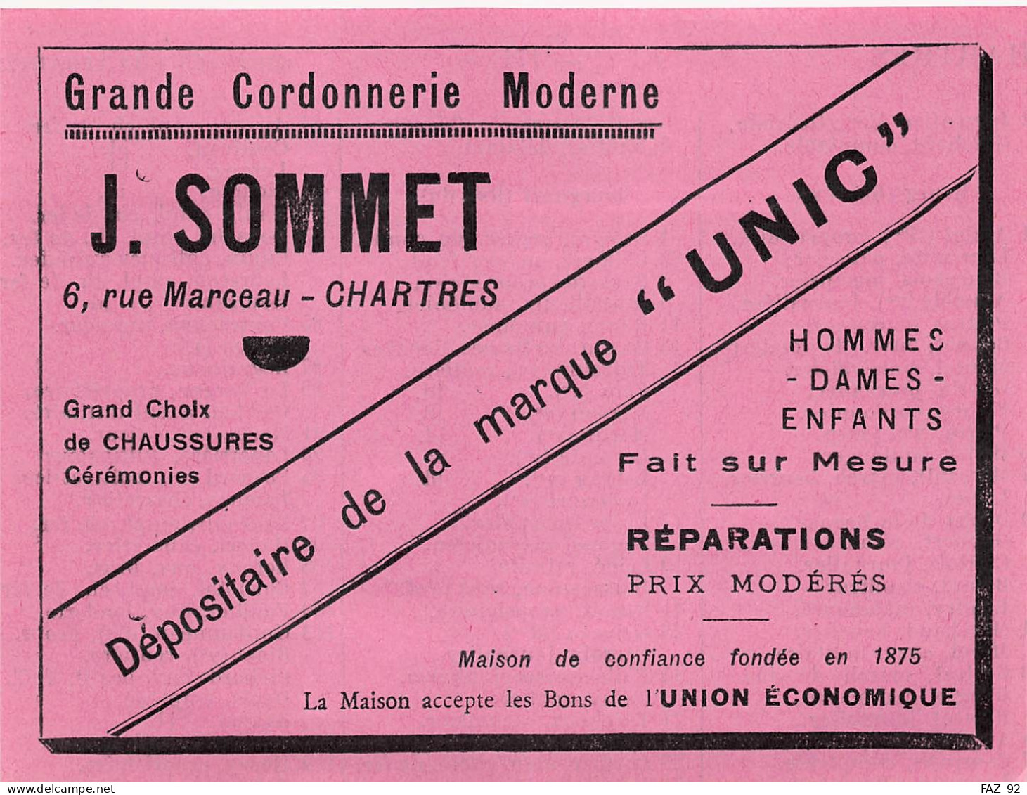 Chartres - Rue Marceau - Cordonnerie - J. Sommet - Publicités