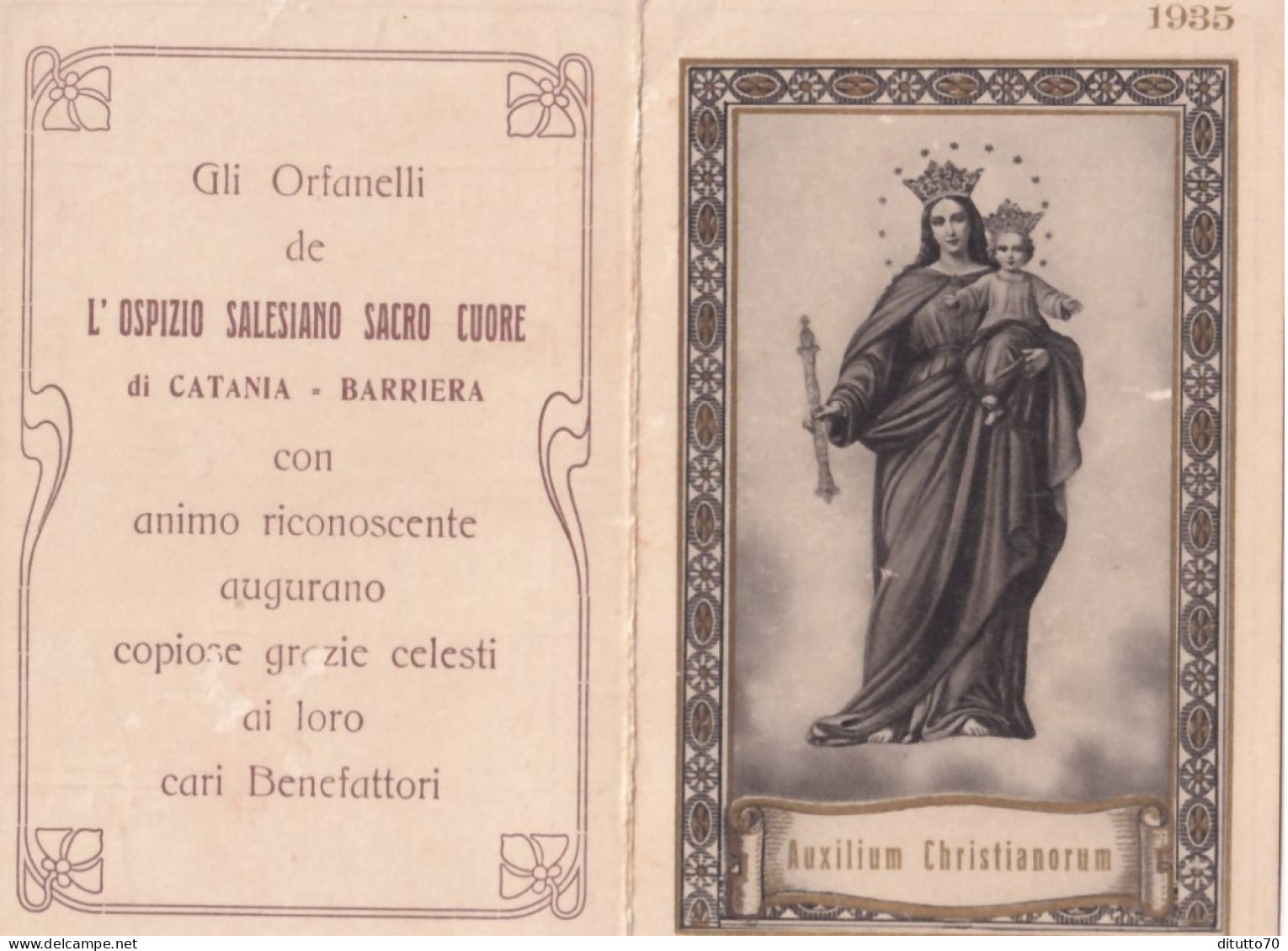 Calendarietto - Gli Orfanelli De L'ospizio Salesiano Sacro Cuore Di Catania - Barriera  - Anno 1935 - Klein Formaat: 1921-40