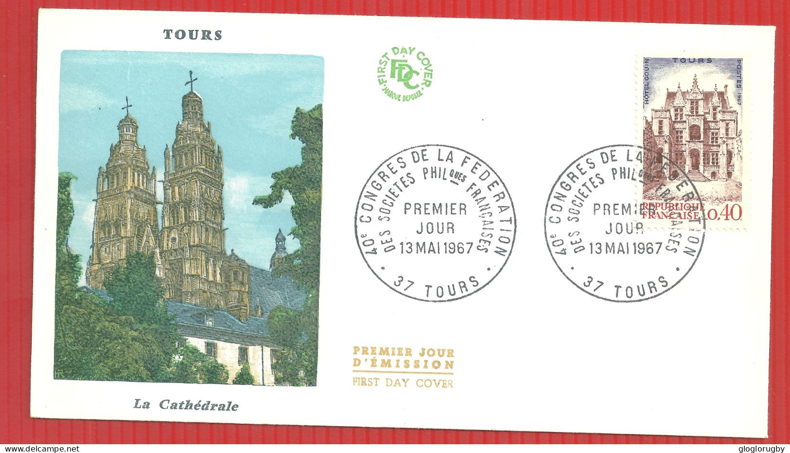 FDC CATHEDRALE DE TOURS  13 5 1967 - Chiese E Cattedrali