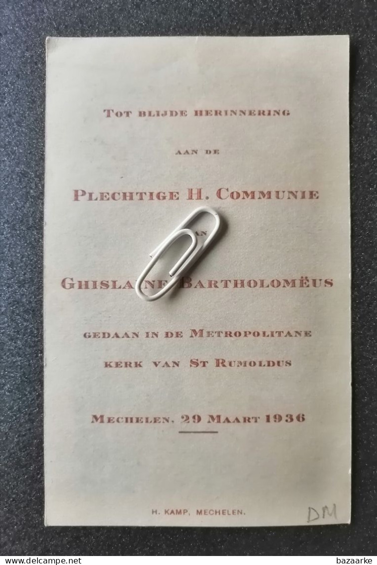 MECHELEN 1936 / PLECHTIGE H. COMMUNIE VAN GHISLAINE BARTHOLOMËUS - Kommunion Und Konfirmazion