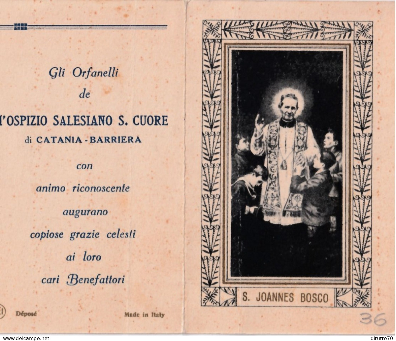 Calendarietto - Gli Orfanelli De L'ospizio Salesiano Sacro Cuore Di Catania - Barriera -  Anno 1936 - Petit Format : 1921-40