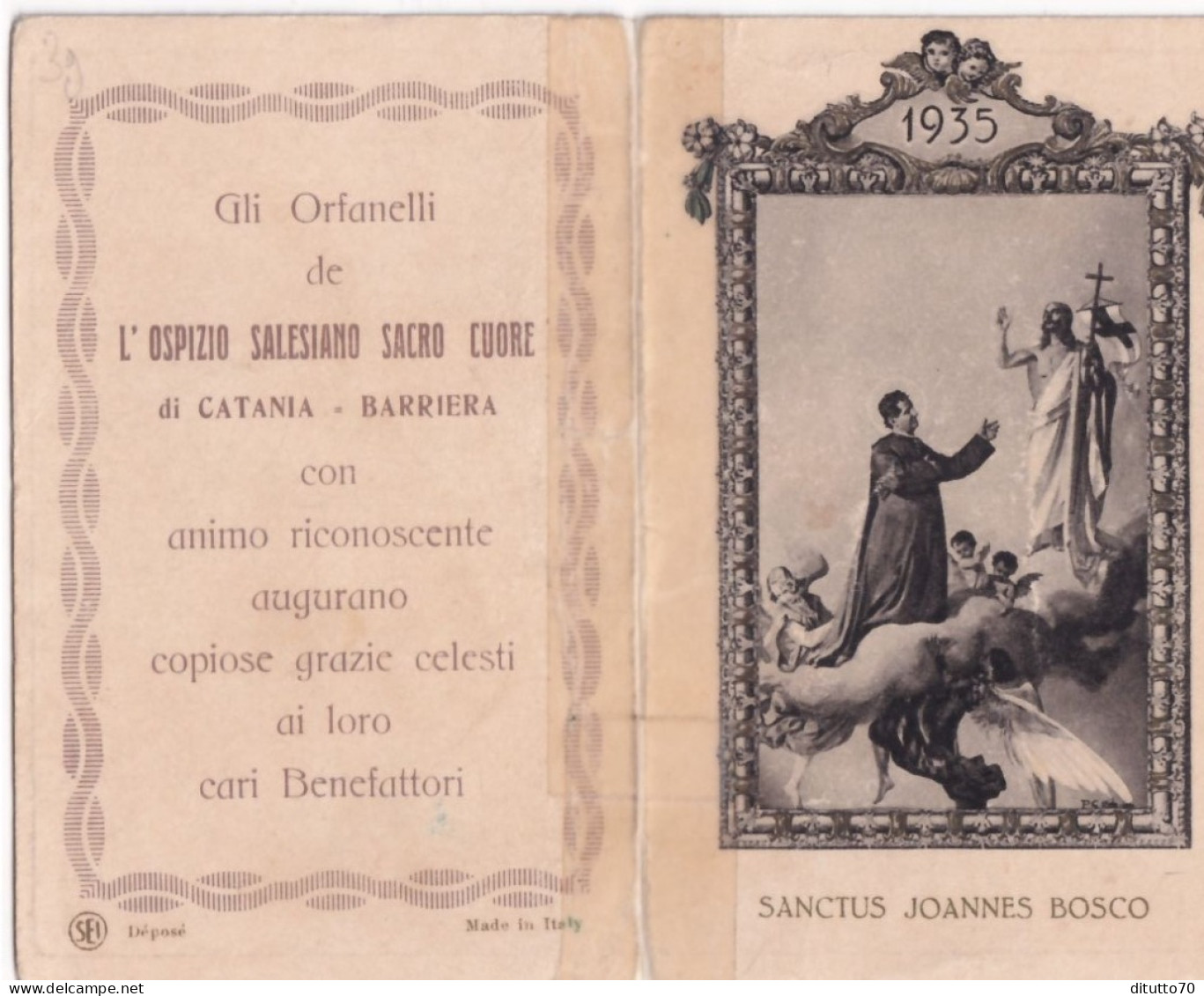 Calendarietto - Gli Orfanelli De L'ospizio Salesiano Sacro Cuore Di Catania - Barriera - Anno 1935 - Formato Piccolo : 1921-40