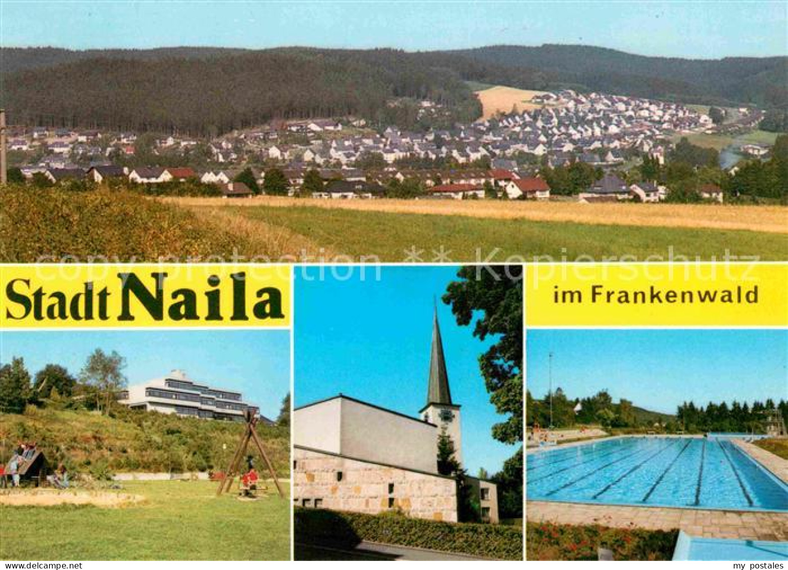 72765264 Naila Panorama Frankenwald Kirche Schwimmbad Naila - Naila