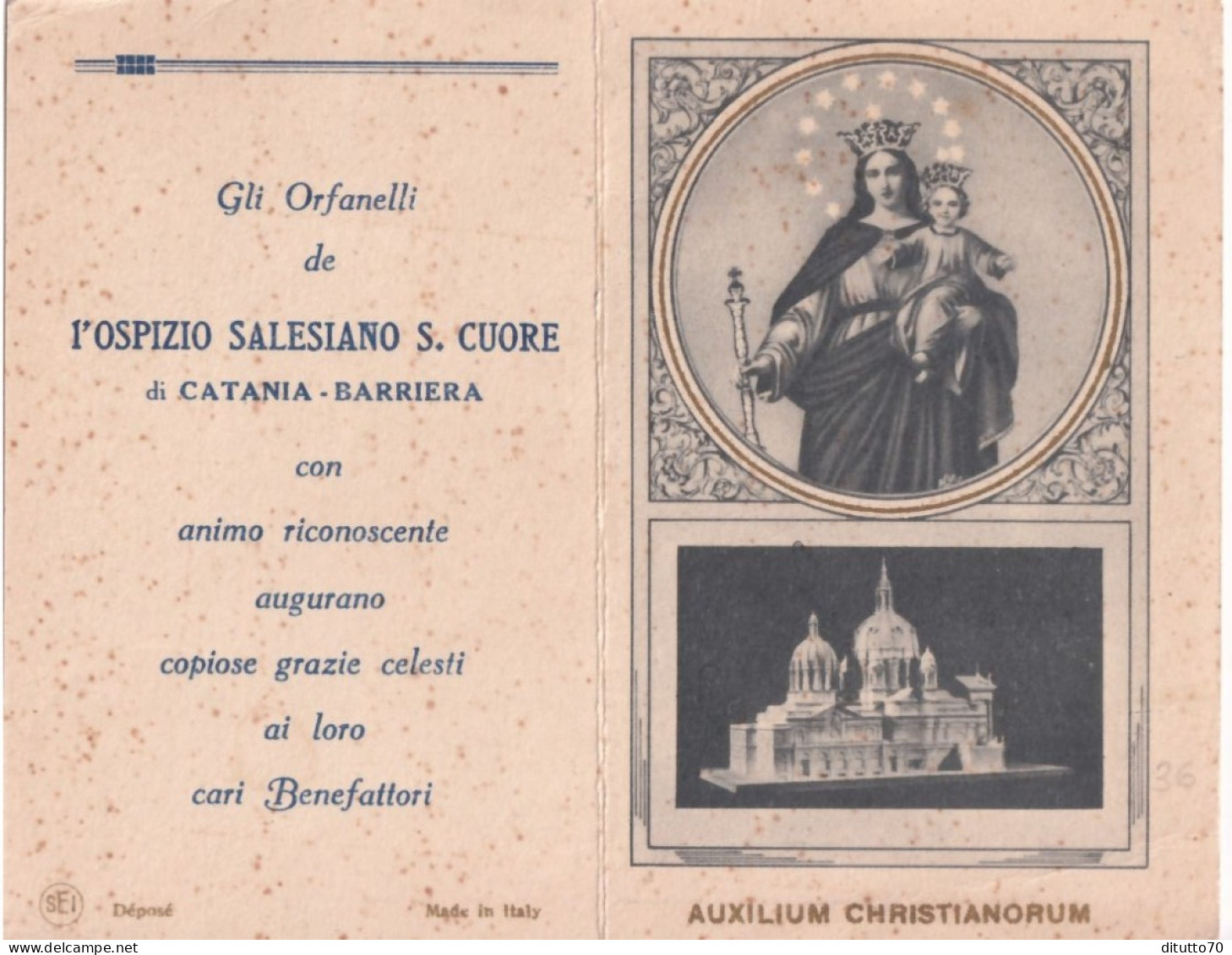 Calendarietto - Gli Orfanelli De L'ospizio Salesiano Sacro Cuore Di Catania - Barriera - Anno 1936 - Formato Piccolo : 1921-40