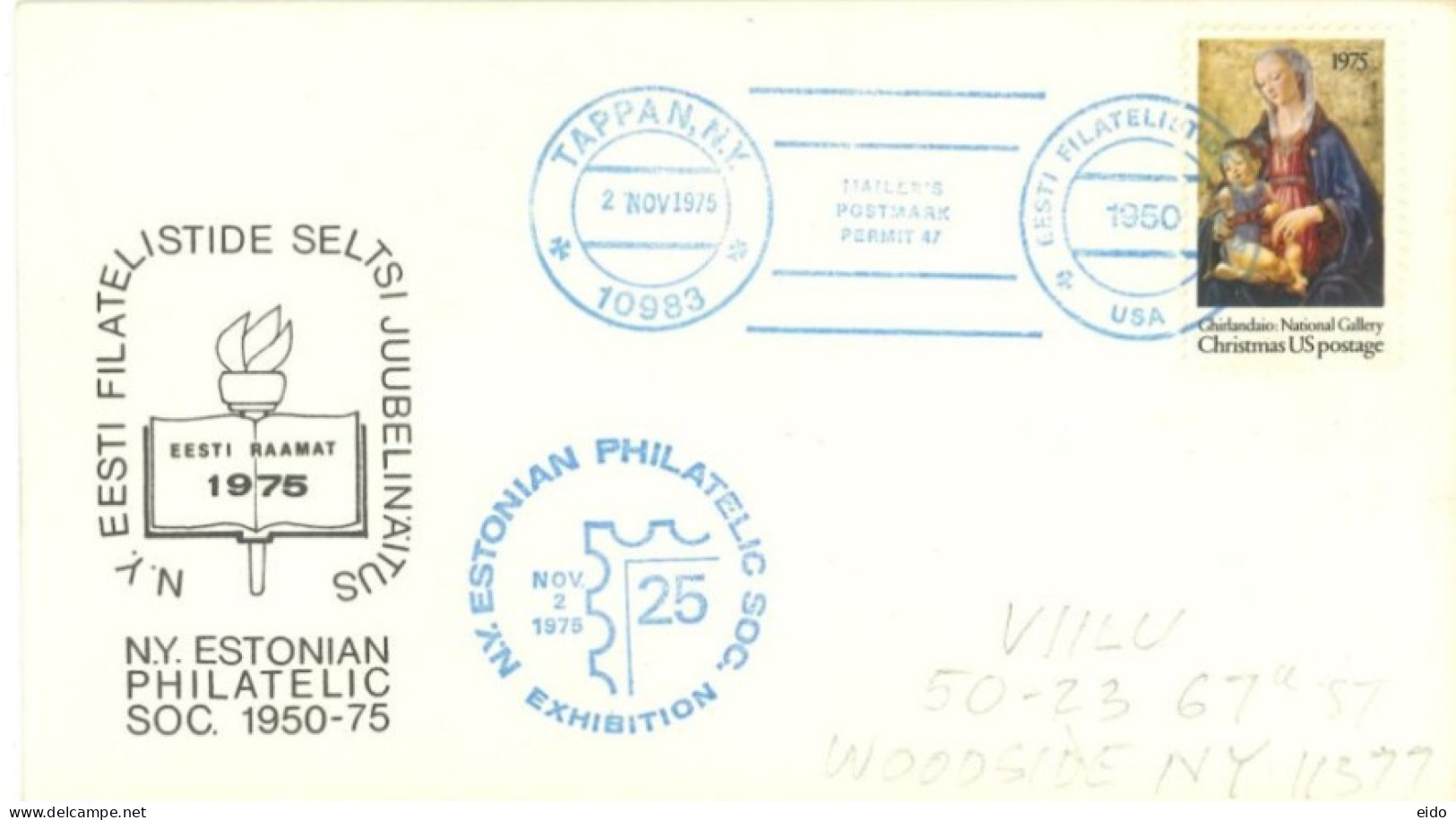 U.S.A.. -1975 -  SPECIAL STAMP COVER OF 25th ANNIV OF N.Y. ESTONIAN PHILATELIC SOCIETY. - Briefe U. Dokumente