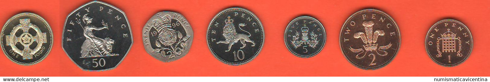 Coin Set 1996 UK England Britain Bretagne Regno Unito Inghilterra Inglaterra PROOF - 1 Pond