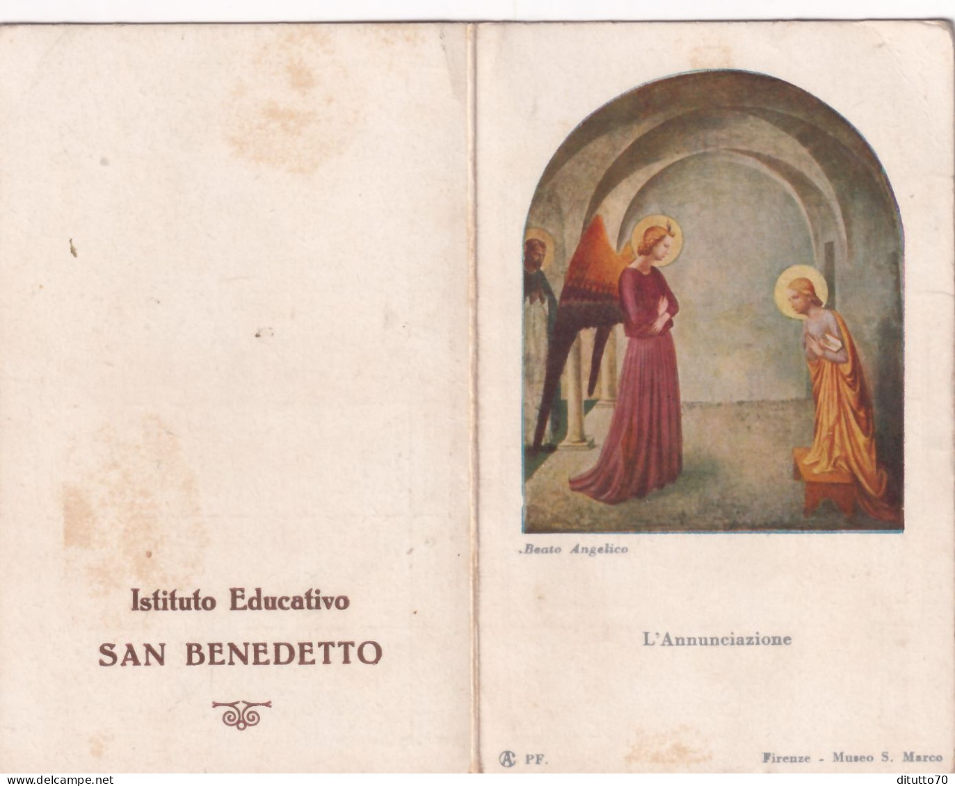 Calendarietto - Istituto Educativo - San Benedetto - L'annunciazione - Anno 1936 - Formato Piccolo : 1921-40