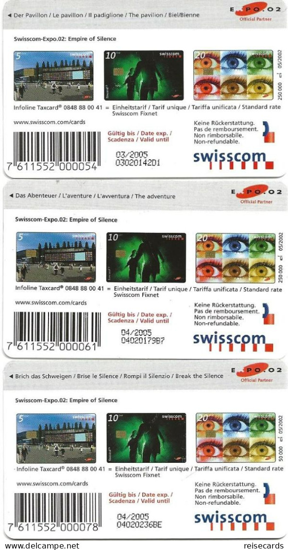 Switzerland: Swisscom CP121-123 Swisscom-Expo 02 - Empire Of Silence - Schweiz