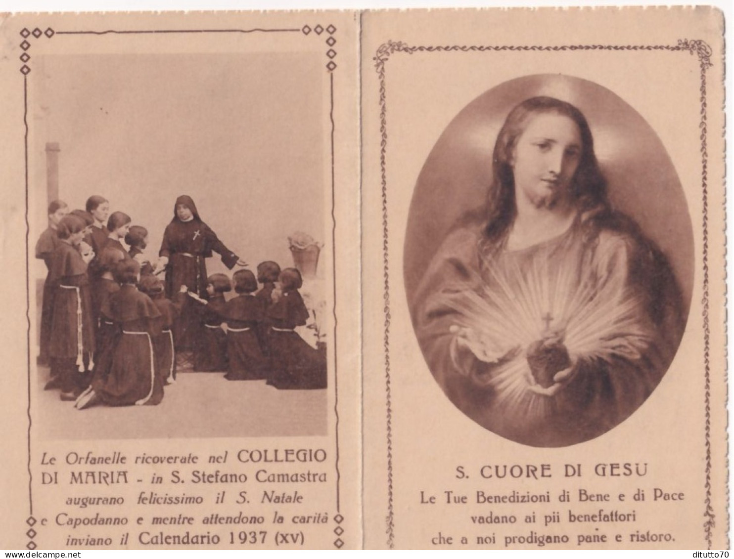 Calendarietto - Le Orfanelle Ricoverate Nel Collegio Di Maria - In S.stefano Camastra - Anno 1937 - Petit Format : 1921-40